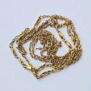 Vintage Crown Trifari Long Gold Necklace